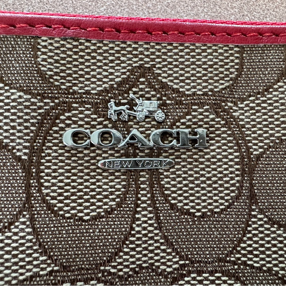 Coach Brown and Red Wristlet - Picture 2 of 5